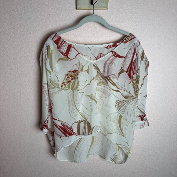 Gibson 100% Silk Women Top Large Floral - Picture 1 of 6